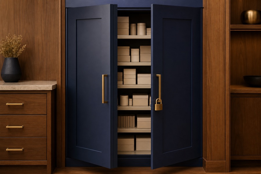 Illustration of a locked in-office medication storage cabinet